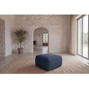 Pouf en velours côtelé Bleu 74x74x41