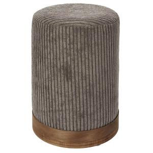 Pouf  en velours côtelé coloris taupe socle en mdf