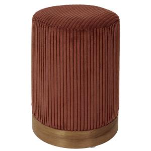 Pouf  en velours côtelé coloris terracotta socle en mdf