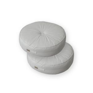 Pouf en velours diamètre 60 ensemble de 2 - crème