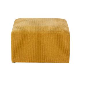 Pouf en velours jaune ocre