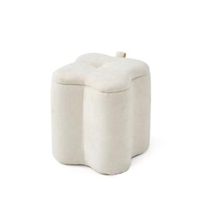 Pouf en velours pailleté ivoire