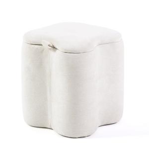 Pouf en velours pailleté ivoire avec poignée