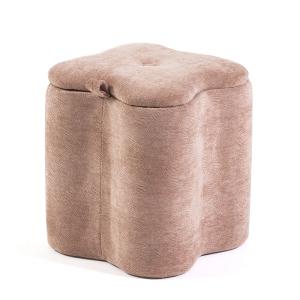 Pouf en velours pailleté rose avec poignée