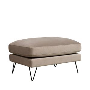Pouf en velours pieds épingles noirs - Beige