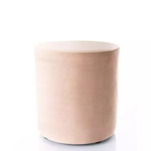 Pouf en velours rond beige 38 x 42 cm