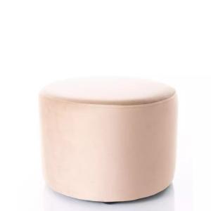 Pouf en velours rond beige 43 x 32 cm