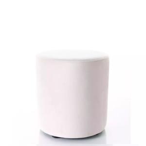 Pouf en velours rond beige clair 33 x 36 cm