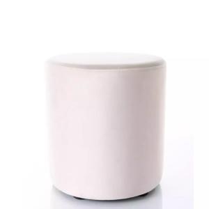 Pouf en velours rond beige clair 38 x 42 cm