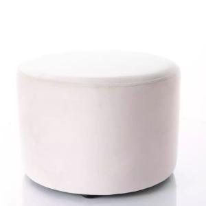 Pouf en velours rond beige clair 43 x 32 cm