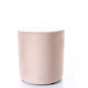Pouf en velours rond beige foncé 38 x 42 cm