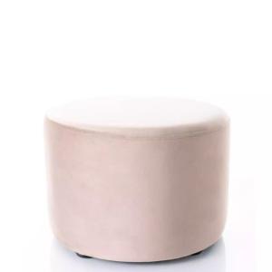Pouf en velours rond beige foncé 43 x 32 cm