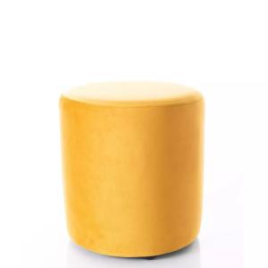 Pouf en velours rond curry 33 x 36 cm