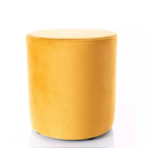 Pouf en velours rond curry 38 x 42 cm