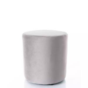 Pouf en velours rond gris 33 x 36 cm