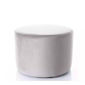 Pouf en velours rond gris 43 x 32 cm