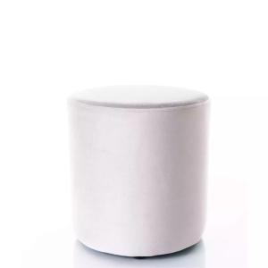 Pouf en velours rond gris clair 33 x 36 cm
