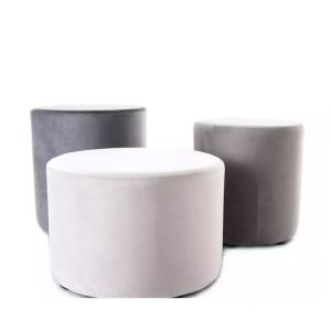 Pouf en velours rond gris foncé 33 x 36 cm