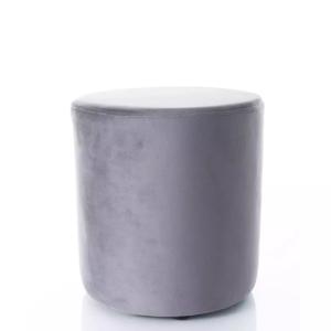 Pouf en velours rond gris foncé 38 x 42 cm