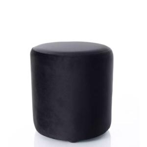 Pouf en velours rond noir 33 x 36 cm
