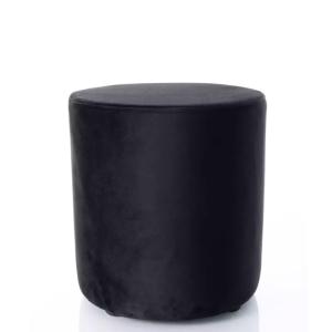 Pouf en velours rond noir 38 x 42 cm