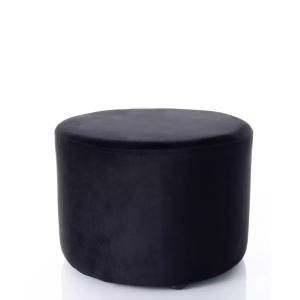 Pouf en velours rond noir 43 x 32 cm