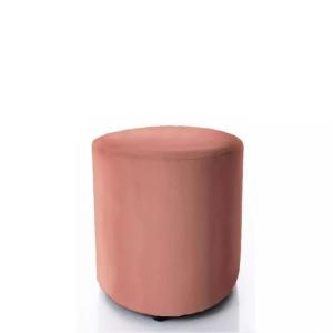 Pouf en velours rond rose antique 33 x 36 cm