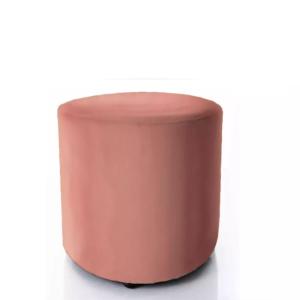 Pouf en velours rond rose antique 38 x 42 cm