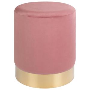 Pouf en velours rose, socle couleur laiton ø34 cm