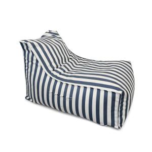 Pouf exterieur rayé bleu déperlant 100x65x65 cm