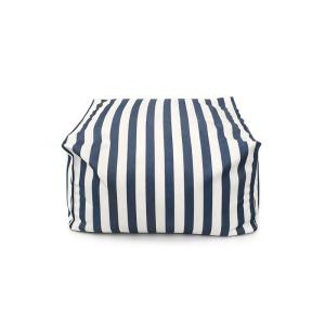 Pouf exterieur rayé bleu déperlant 55x65x35 cm