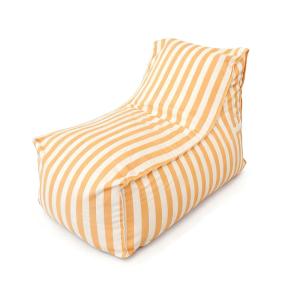 Pouf exterieur rayé jaune déperlant 100x65x65 cm