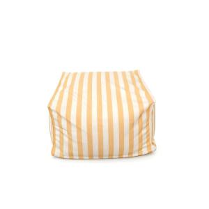 Pouf exterieur rayé jaune déperlant 55x65x35 cm
