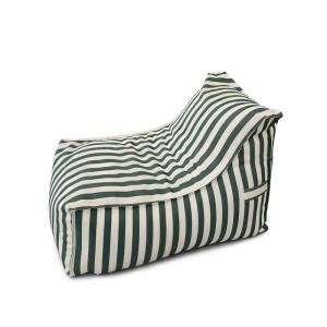 Pouf exterieur rayé vert en tissu déperlant 100x65x65 cm