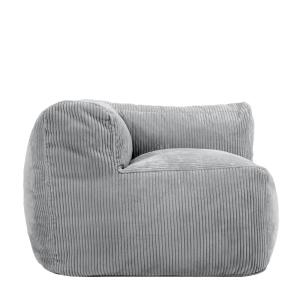 Pouf fauteuil d'angle modulaire en velours côtelé gris