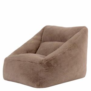 Pouf fauteuil en imitation fourrure de lapin, brun moka