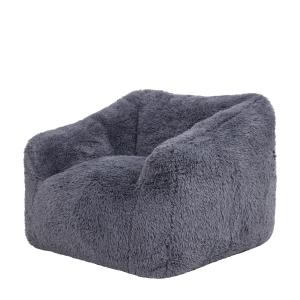 Pouf fauteuil en imitation fourrure et mousse extensible gr…