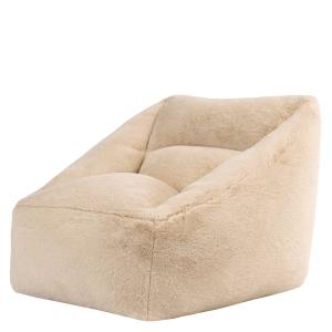 Pouf fauteuil en imitation fourrure luxueuse de lapin, beige