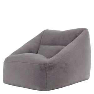 Pouf fauteuil en imitation fourrure luxueuse de lapin, gris…