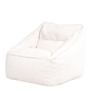 Pouf fauteuil en tissu borg bouclé beige naturel