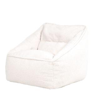 Pouf fauteuil en tissu borg bouclé crème