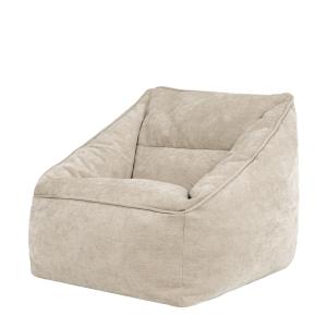 Pouf fauteuil en tissu chenille texturé beige