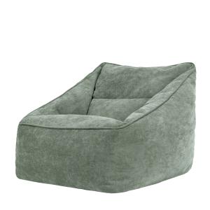 Pouf fauteuil en tissu chenille texturé vert sauge