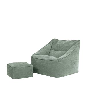 Pouf fauteuil et repose-pied carré tissu chenille texturé v…