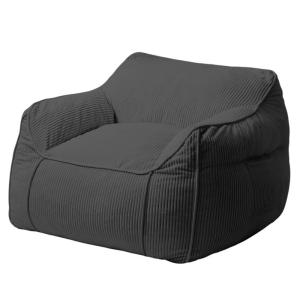 Pouf fauteuil velours côtelé 100x110 cm gris foncé