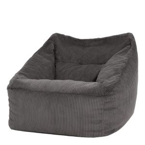 Pouf fauteuil velours côtelé gris anthracite