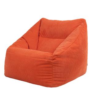 Pouf fauteuil velours côtelé orange
