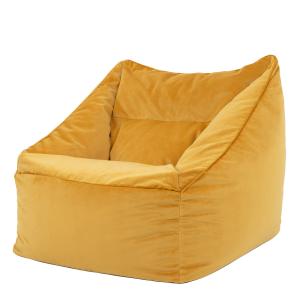 Pouf fauteuil velours jaune ocre