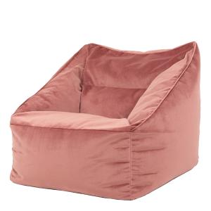 Pouf fauteuil velours rose aube