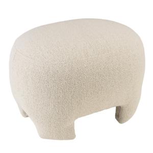 Pouf forme design en tissu petite bouclette beige
